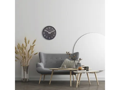 Grote wandklok - 50cm- Stille klok - Walnoot - zwart - NeXtime "Precio