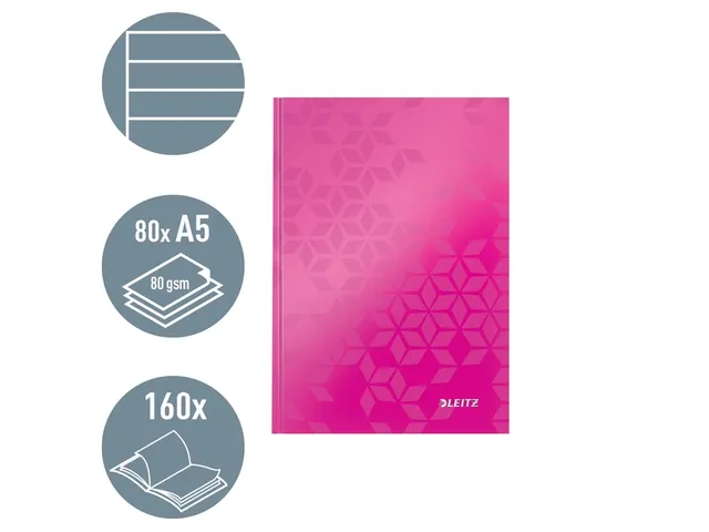 Notitieboek Leitz WOW A5 lijn roze
