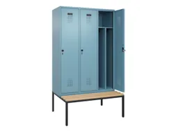locker met bank,voor scheiding van kleding,HxBxD 2120x1200x815mm,3vak