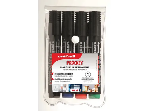 Uni PROCKEY permanent marker PM-122, etui 4 stuks
