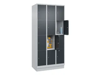 lockerkast,HxBxD 1950x900x500mm,3x4vakken,vak B 300mm,cil.-slot,sokkel - 1