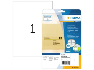 HERMA 4375 Transparante folie-etiketten Mat A4 210x297mm 25 stuks - 1
