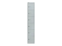lockerkast,HxBxD 1802x305x305mm,1x6vakken,cil.-slot,romp lichtgrijs