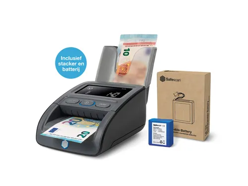 Valsgeld detector Safescan 155-S G2 met stacker en batterij