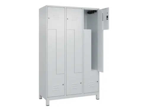 Z-garderobekast,HxBxD 1950x1200x500mm,vak B 200/400mm,cil.-slot,voeten
