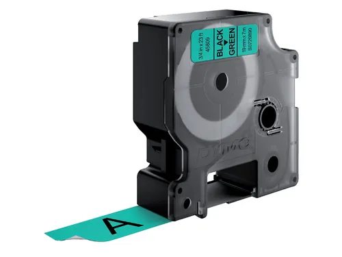Labeltape Dymo 45809 D1 S720890 19mmx7m zwart op groen