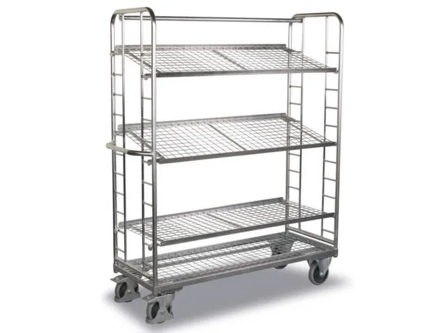 Chariot à étagères galvanisé 250kg 4 tablettes en fil 1320x535mm
