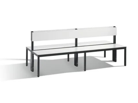 omkleedbank,HxLxD 796x2000x760mm,HPL wit,frame staal RAL7021,leuning