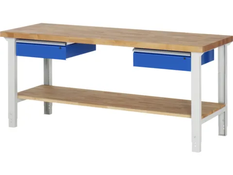 werkbank,HxBxD 790-1140x2000x700mm,beukblad,draagverm. 750kg,4voeten