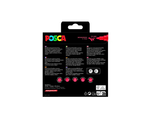 Paintmarker Uni POSCA PC-5BR brushpunt M assorti 8st