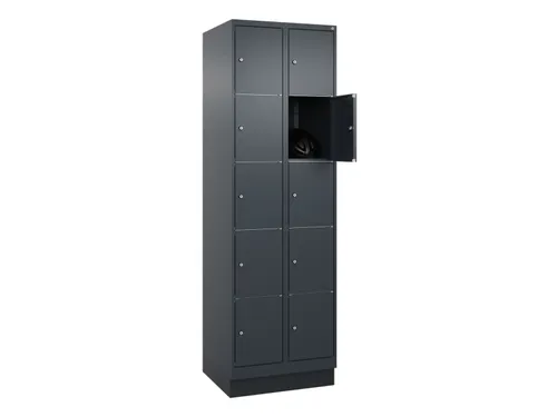 lockerkast,HxBxD 1950x600x500mm,2x5vakken,vak B 300mm,cil.-slot,sokkel