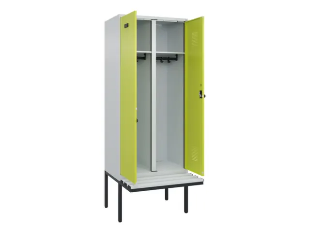 locker met bank,voor scheiding van kleding,HxBxD 2120x800x815mm,2vak