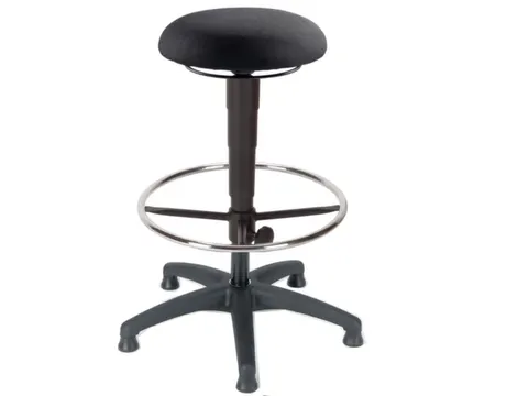 Kruk Zitting Stof Zwart 620-870Mm Voetring Middenzuil Glijders Gasveer