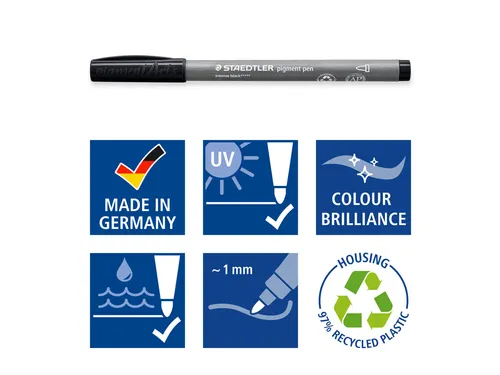 Fijnschrijver Staedtler PigmentArts Intens zwart