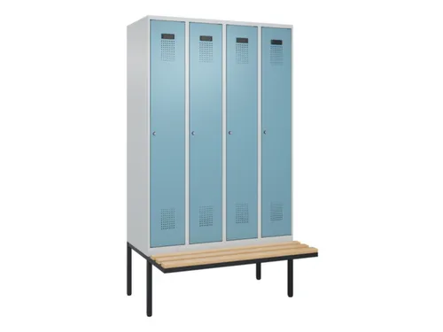 locker met bank,voor scheiding van kleding,HxBxD 2120x1200x815mm,4vak