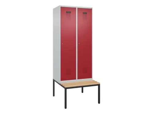 locker met bank,voor scheiding van kleding,HxBxD 2120x800x815mm,2vak