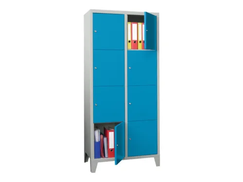 lockerkast,HxBxD 1850x800x500mm,2x4vakken,RAL7035,front RAL5012