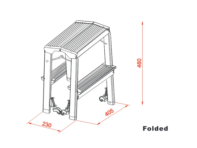 Inklapbare Trapladder met Wielen Dubbel Oploopbaar 2 Treden