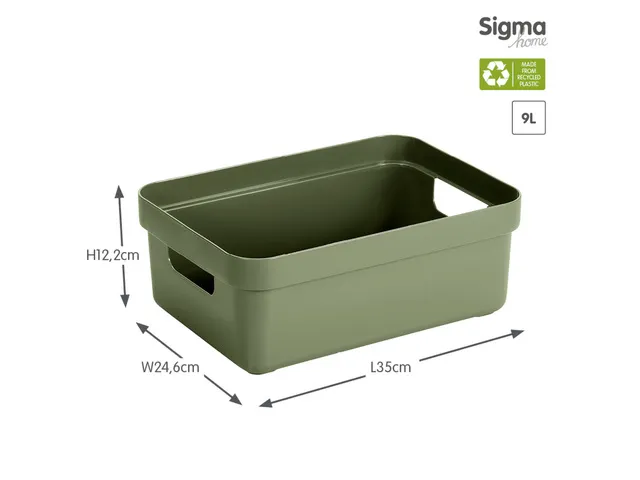 Boîte de rangement Sigma Home 9L vert foncé - 35 x 24,6 x 12,2 cm