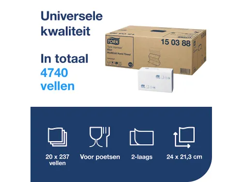 Tork 150388 H2 Xpress Multifold Handdoek Universal 2-laags Blauw