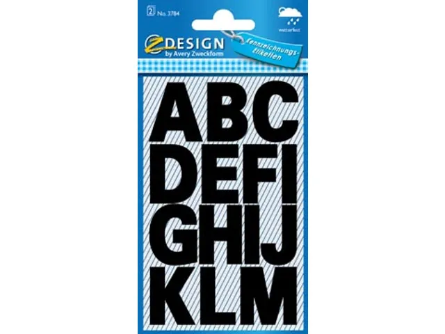 Avery Zweckform etiketten letters A-Z 2 blad zwart waterbestendig
