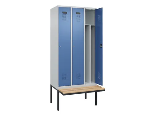 locker met bank,voor scheiding van kleding,HxBxD 2120x900x815mm,3vak