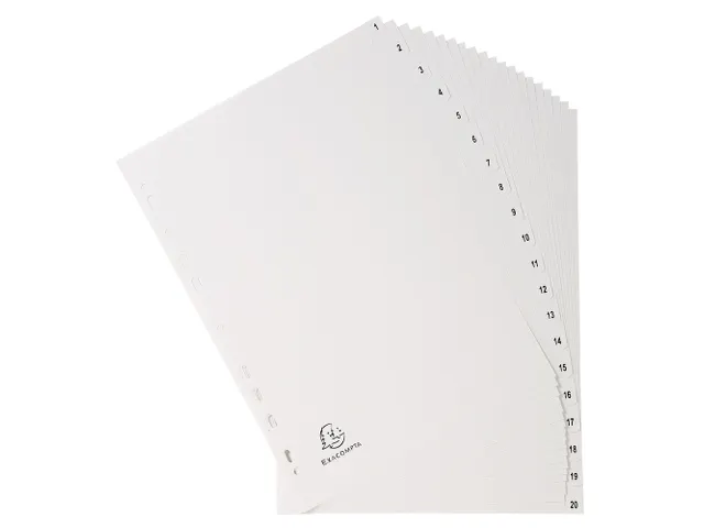 Tab. gerecycled PP A 4 bedrukt 1-20 grijs