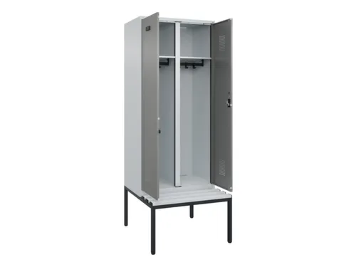 locker met bank,voor scheiding van kleding,HxBxD 2120x800x815mm,2vak