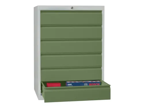 ladekast HxBxD 1000x715x600mm 6laden slot RAL7035 front RAL6011