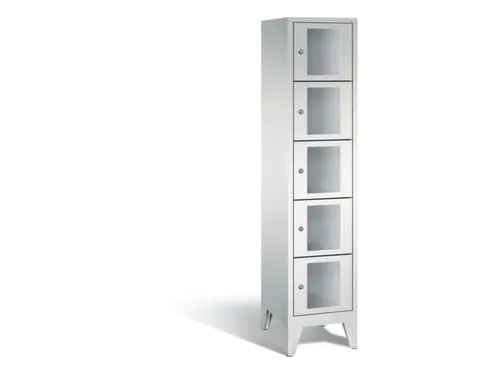 Lockerkast 1850x420x500mm 1x5 vakken Cilinderslot Poten, RAL7035