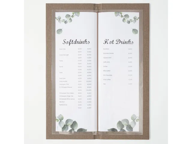 Drankkaart map Sigel 1/2 A4 smal beige voor 8 blad