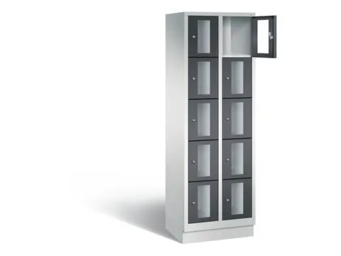 Lockerkast 1800x610x500mm 2x5 vakken Cilinderslot, Sokkel, RAL7021