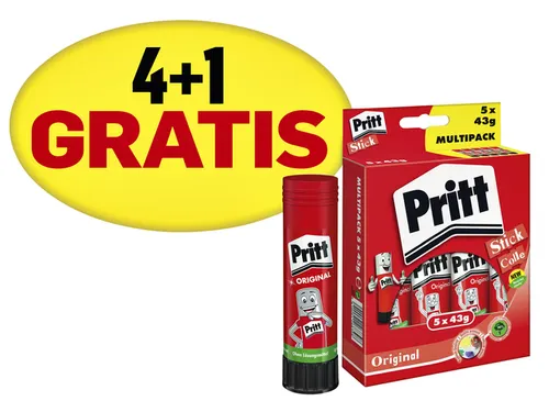 Lijmstift Pritt Original Groot 43gr Promopack 4+1 gratis