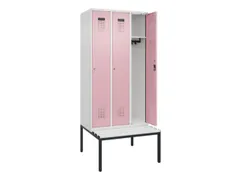 locker met bank,HxBxD 2120x900x815mm,3vak,vak B 300mm,cilinderslot