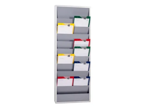 orderplanner,20vakken,HxBxD 1278x554x74mm,plank(en) plaatstaal,grijs