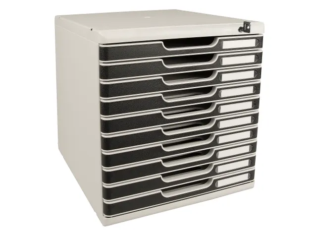 Ladenbox Modulo A4 10 Lades Afsluitbaar Met Sleutel Zwart