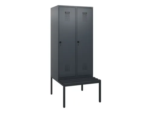 locker met bank,HxBxD 1950x800x815mm,2vak,vak B 400mm,draaigrendel