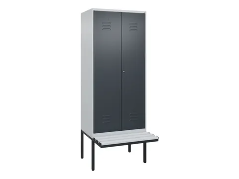 PBM-locker met bank,HxBxD 2120x800x815mm,2vak,vak B 400mm,cil.-slot