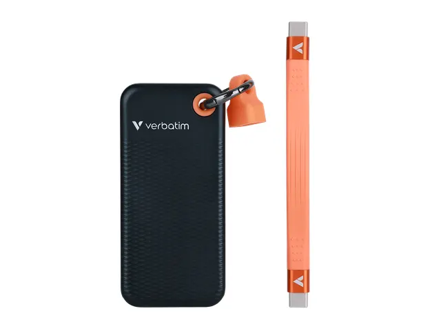 Pocket SSD Sleutelhanger met kabelbevestiging 2TB Zwart/Oranje