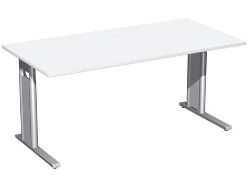 Bureau C-Poot HxBxD 680-800x1600x800mm Decor wit Zilverkleurig