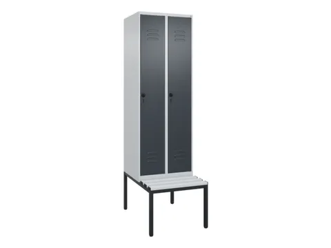 locker met bank,HxBxD 2120x600x815mm,2vak,vak B 300mm,draaigrendel