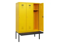 locker met bank,HxBxD 1950x1200x815mm,3vak,vak B 400mm,cilinderslot