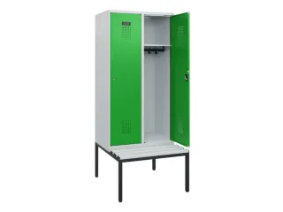 locker met bank,HxBxD 1950x800x815mm,2vak,vak B 400mm,cilinderslot - 1