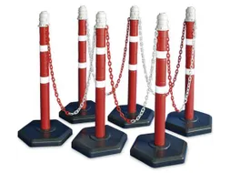 set kettingstaanders,6staanders,10m ketting,paal HxØ 1000x70mm