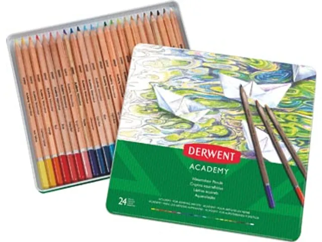 crayon aquarellable Academy , boîte métallique de 24 pièces en coul