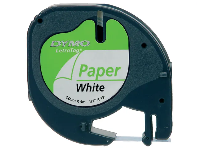 Labeltape Dymo Letratag 91200 papier 12mm zwart op wit S0721510