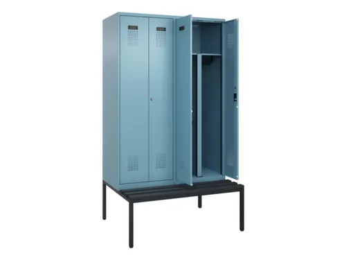 PBM-locker met bank,HxBxD 2120x1200x815mm,4vak,vak B 300mm