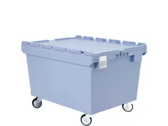 Mobiele Opslagbak Hoekig 453x800x600mm 114 liter Deksel Wielen Blauw