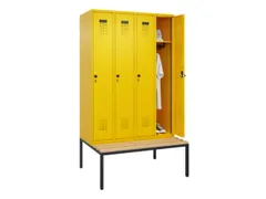 locker met bank,HxBxD 2120x1200x815mm,4vak,vak B 300mm,draaigrendel