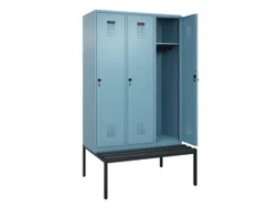 locker met bank,HxBxD 2120x1200x815mm,3vak,vak B 400mm,draaigrendel